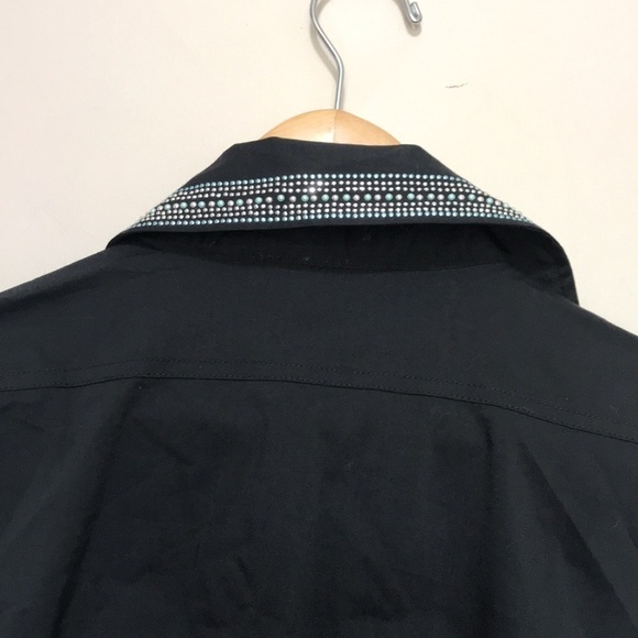 CHRISTINE Alexander rhinestone jewel button front western shirt Small oversized - Picture 8 of 12